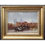 Morris Ash, Thomas (1851-1935). Oil on board titled, Rouen. Signed J M Ash, lower left. Measures