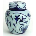 Moorcroft ginger jar "Midnight Summer", red dot to base. Height 6"