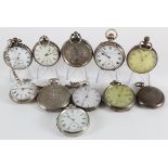 Eleven gents silver cased pocket watches, all AF