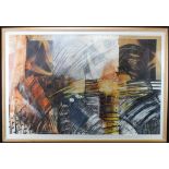 Contemporary urban style abstract composition in mixed media.Unsigned. Framed and glazed. Measures