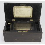 Music box '4 Airs', circa late 19th to early 20th Century, paper label to inside of lid, all teeth