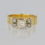 18ct yellow gold ring set with a single round brilliant cut diamond weighing approx. 0.20ct in a