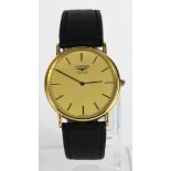 Gents gold plated quartz wristwatch by Longines. Untested