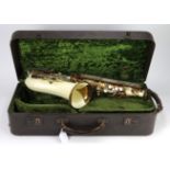 Grafton cream coloured acrylic plastic saxophone (serial no. 12598), circa 1950s,with mouthpiece,