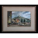 Batty, R. Watercolour of a rural landscape of Madaloni, Italy. Signed lower left. Framed and glazed.