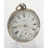 Gents silver cased open face pocket watch by Waltham. Hallmarked Birmingham 1904. The white dial