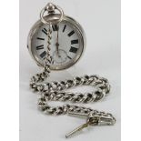 Gents silver cased open face pocket watch, hallmarked Birmingham 1895 . The white dial with bold