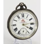 Gents silver cased open face pocket watch by H Samuel Fleurier, inside of the case stamped 0.935 .