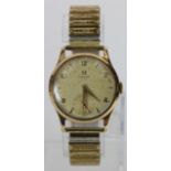 Gents 9ct cased Omega wristwatch circa 1957, presentationally engraved on the back, watch working