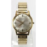 Gents 9ct cased Rotary wristwatch, The circular cream dial with gilt baton markers on an