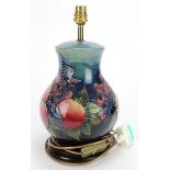 Moorcroft Large "Pomegranite" table lamp . Approx 12 inches tall. 1st quality
