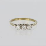 18ct yellow gold trilogy ring set with three round brilliant cut diamonds weighing a total of