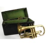 Brass Trumpet 'The Diaphonie' by Joseph Rilley & Sons, contained in fitted wooden case