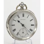 Gents silver cased open face pocket watch (case stamped 0.935). The white dial signed "Sans Parreil"