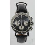 Gents Bulgari automatic chronograph wristwatch. Stamped on the back BB 38 SL CH L9672. Working