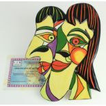 Lorna Bailey, Wall mask "The Couple" old Ellgreave pottery mark, signed no.11 of 50 on back. With