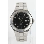 Gents stainless steel cased Bulova Marine Star quartz wristwatch. The large black dial with diamond?
