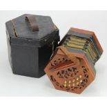 Lachenal & Co. twenty-one button concertina (no. 137619), makers label present, in need of