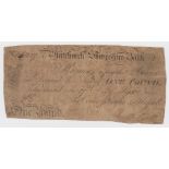 Whitchurch Shropshire Bank 1 Pound dated 1818, serial No. A1237 for Corser, Naylor & Hassall (