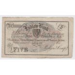 Ludlow Bank 20 Pounds unissued 182x, without date or signature, for Prodgers & Compy. (