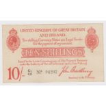Bradbury 10 Shillings issued 1915, LAST RUN 'C2' prefix, 5 digit serial number C2/68 04202 (T12.3,