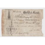 Berwick Bank 1 Guinea dated 24th December 1799, serial No. B5119 for Surtees, Burdon & Embleton (