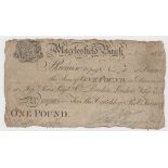 Macclesfield Bank 1 Pound dated 1811, serial No. 911 for Tho. Critchley & Rob. Turner (