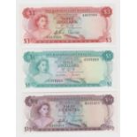Bahamas (3), 3 Dollars, 1 Dollar & 50 Cents dated 1965 (TBB B116 - B118, Pick17a, 18b & 19a) very