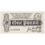 Bradbury 1 Pound issued 7th August 1914, serial A.730689 (T1, Pick347) cleaned, pressed and trimmed,