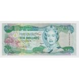Bahamas 10 Dollars dated Law 1996, signed J.H. Smith, last prefix for this signature, series V758307