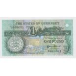 Guernsey 1 Pound first issued 1991, signed Bethan Haines, last prefix of issue with VERY LOW