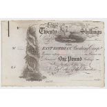 Scotland Lost Banks/Private Issues, East Lothian Banking Comp. 1 Pound or 20 shillings, unissued