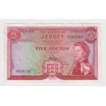 Jersey 5 Pounds issued 1963, signed Padgham, serial A668249 (BYB JE21a, Pick9a) EF