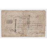 Collumpton & Devonshire Bank 1 Pound dated 1809, serial number 885 for Chambers, Granger &