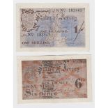 Jersey (2) 6 Pence and 1 Shilling issued 1941 - 1942, German Occupation issue during WW2, serial
