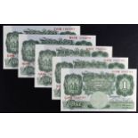 Beale 1 Pound (5) issued 1950, includes a consecutively numbered pair of notes, serial O26B 908184 &