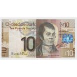Scotland ERROR, 10 Pounds dated 25th January 2009, a rare miscut error on this Clydesdale Bank note,