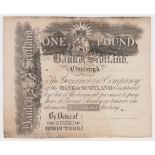 Scotland, Bank of Scotland 1 Pound uniface PULL plate M, unsigned and undated, c1824 - 1825 (PMS