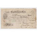 Brighthelmston Bank 5 Pounds dated 1841, serial No. 10189 for Wigney & Co. (Outing293a) bankruptcy