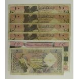 Algeria (6), 10 Dinars (5) and 5 Dinars dated 1st January 1964 (TBB B301 & B302, Pick122 & 123) VG