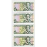 Jersey 1 Pound (4), a group with MATCHING LOW serial numbers issued 1989 and 2000, signed Leslie May
