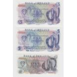 Northern Ireland, Bank of Ireland (3), 5 Pounds not dated issued 1971, scarcer first signature H.H.