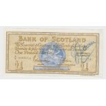Scotland, Bank of Scotland 1 Pound dated 1st June 1966, a FIRST RUN Very LOW serial number A/P
