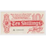 Bradbury 10 Shillings issued 1914, Royal Cypher watermark with 'STAG' also seen in watermark from