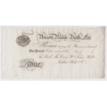 Bath, Union Bank Bath 1 Pound unissued 17xx, watermarked paper, for Rich. Tho. Crowe, Wm.Foden Holt,