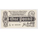 Bradbury 1 Pound issued 7th August 1914, serial No. with dash, lovely BINARY number 000100, serial