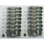 Fforde 1 Pound (14) issued 1967, two consecutively numbered runs of REPLACEMENT notes, scarcer issue