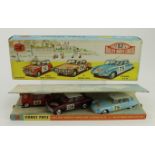 Corgi Toys, Gift Set 38 (B.M.C Mini Cooper S, Rover 2000, Citroen D.S. 19), with insert, contained