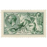 GB - GV 1913 £1 green seahorse, SG403 LMM, a few gum bends, but a fresh looking well centred