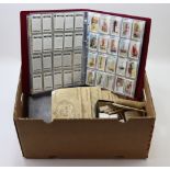 Crate with a collection of cards contained in 14 albums (mixed vintage & modern & loose in a box,